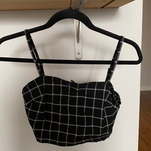 Plaid bustier style crop top